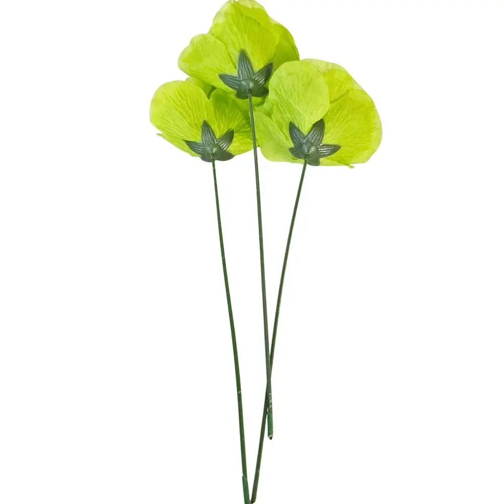 Lime Green Artificial Roses 3in Fluffy Silk Flower Stems Wedding Craft Lot of 21